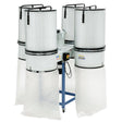 Impianto di aspirazione professionale Bernardo DC 850 CF 400 V, dotato di 4 filtri FP 2 e 4 sacchi da 190 litri, ideale per aspirare trucioli e polveri sottili in grandi officine e reparti di falegnameria.