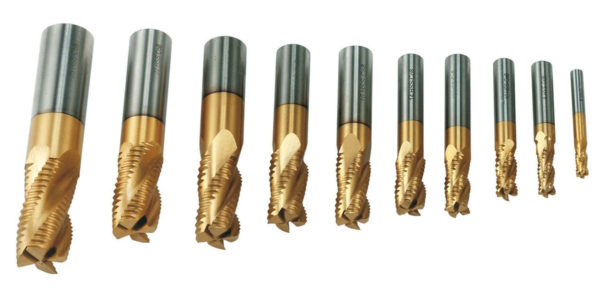 HSS Tin Coated Shank Milling Cutter Kit, 10 Pieces