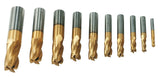 HSS Tin Coated Shank Milling Cutter Kit, 10 Pieces