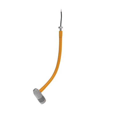 Lampada LED professionale con braccio flessibile 225 mm e illuminazione spot 90°, progettata per montaggio fisso su macchine utensili.
