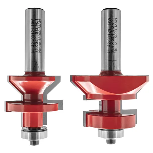 IGM M142 Router Bit Set for V-Joint Tongue and Groove, Male and Female Joint - D50.8 x 29.65 t19.05-25.4 L81 S=12 HW