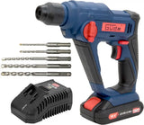 Martello perforatore Guede BH 18-201-30K 18V E³ con batteria da 2Ah, caricabatterie rapido 3A, valigetta rigida e set da 5 punte SDS Plus.
