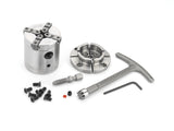 Mini mandrino Record Power SC1 con corpo compatto da 50 mm, progettato per la tornitura di piccoli oggetti in legno e lavori di alta precisione, compatibile con inserti SC4.