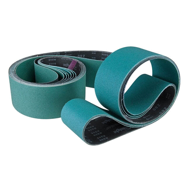 Nastro abrasivo professionale 2000 x 100 mm grana 80 per levigatura intermedia su acciaio inox e metalli duri.