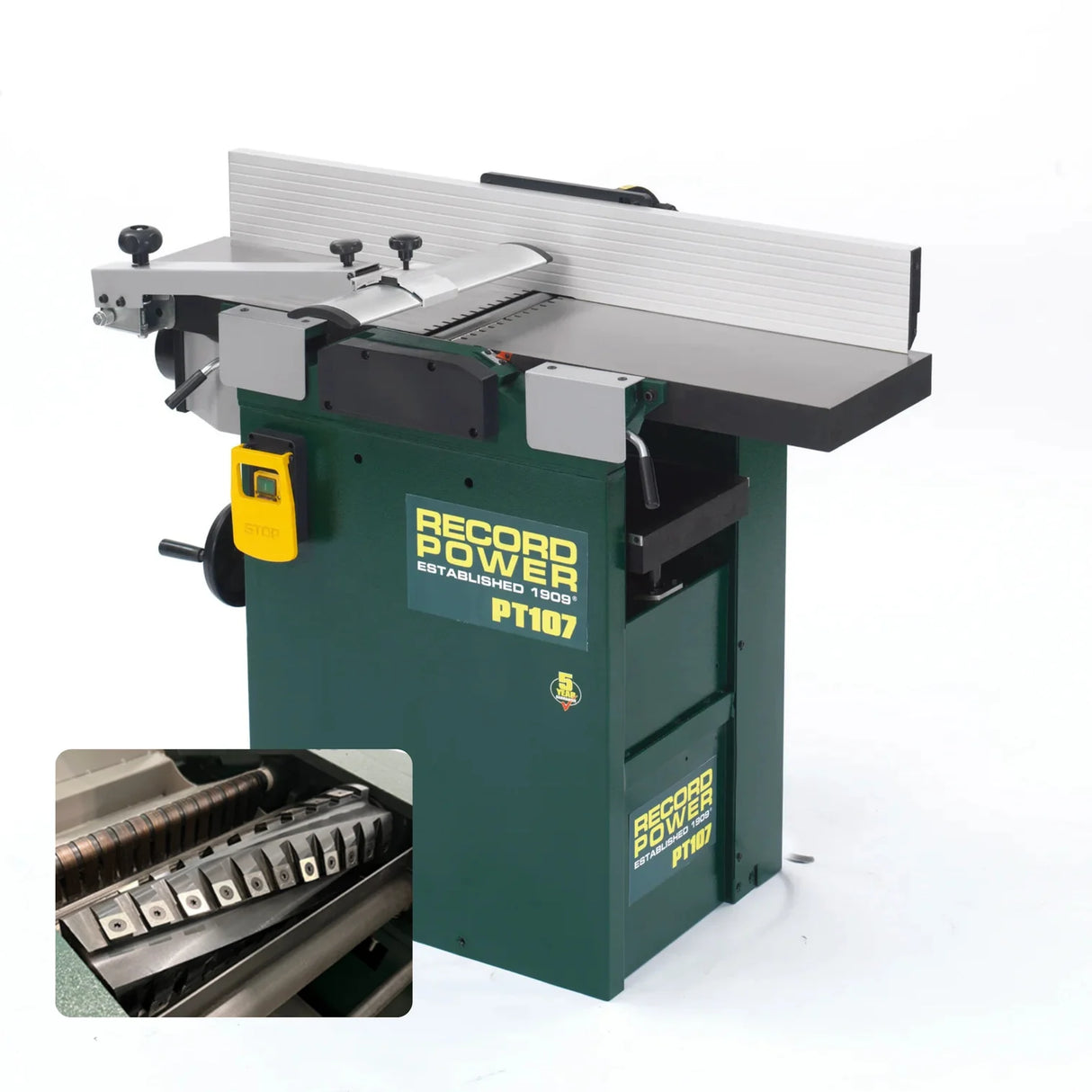 Combo Pialla a filo e spessore Record Power PT107 con albero spirale + kit ruote stile jockey