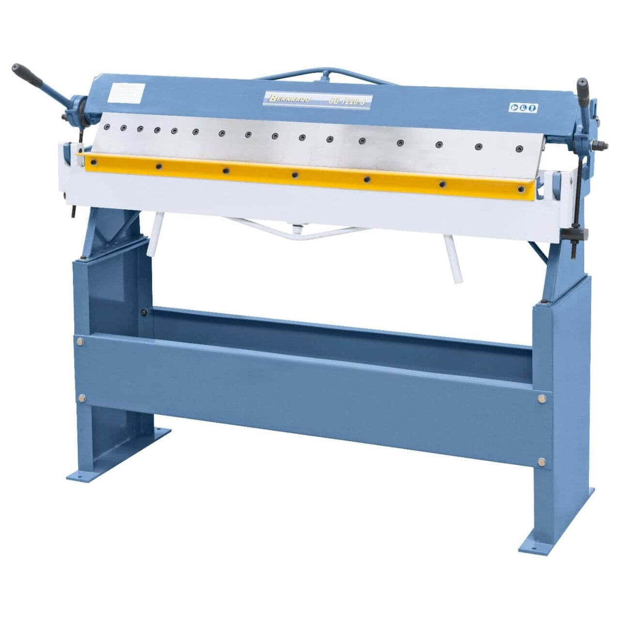 Piegatrice manuale Bernardo SB 1220 S con struttura compatta e robusta, adatta a piegare lamiere fino a 1,5 mm di spessore.