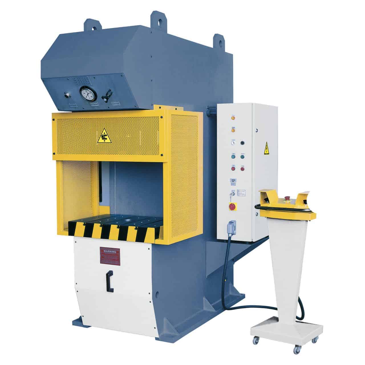 Pressa idraulica Bernardo HCP 30 a colonna singola con forza da 30 tonnellate e tavola 450x700 mm, ideale per officine e reparti produttivi.