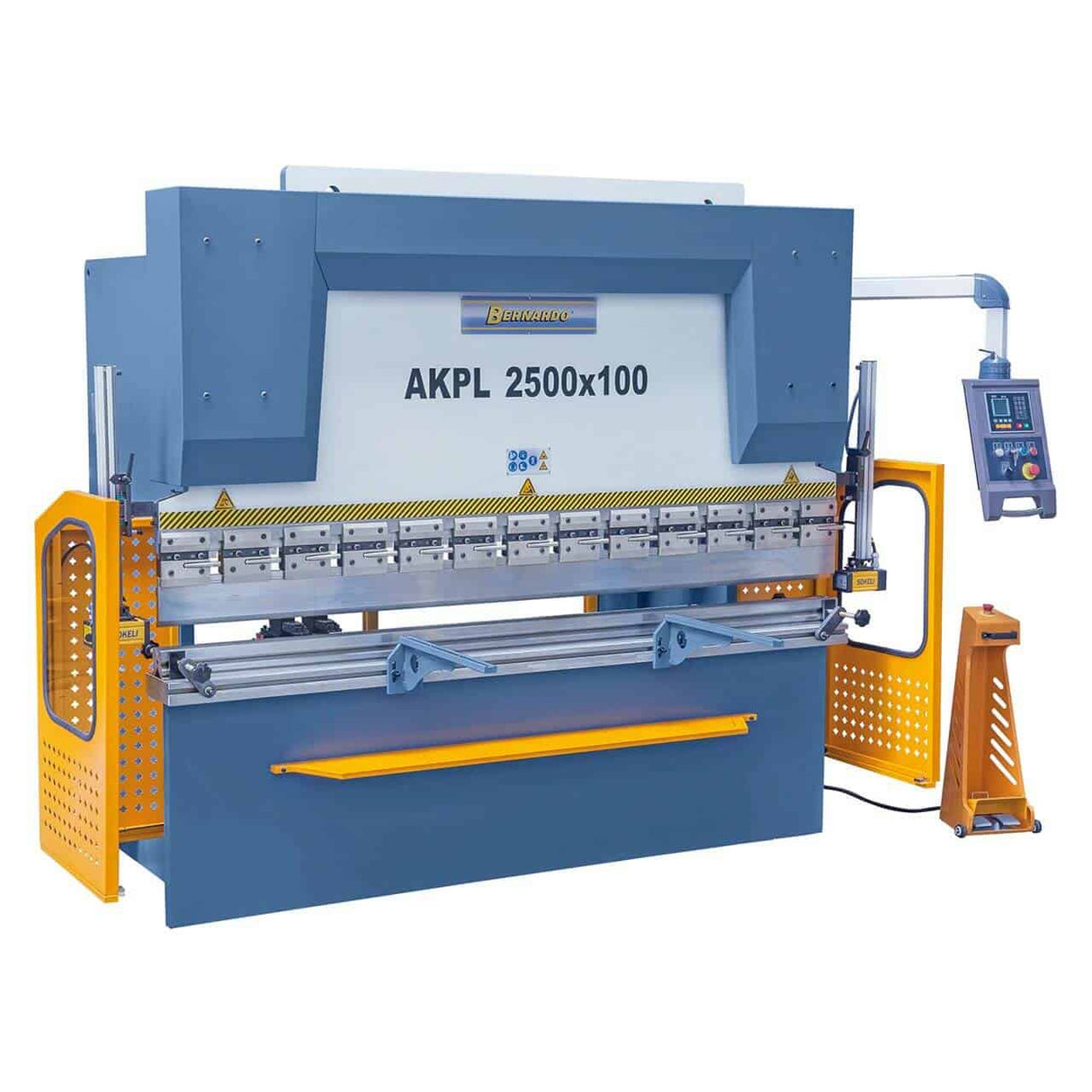 Pressa piegatrice idraulica Bernardo AKPL 2500 x 100 con controllo E21S, utensili inclusi e sistema di sicurezza SDKELI.