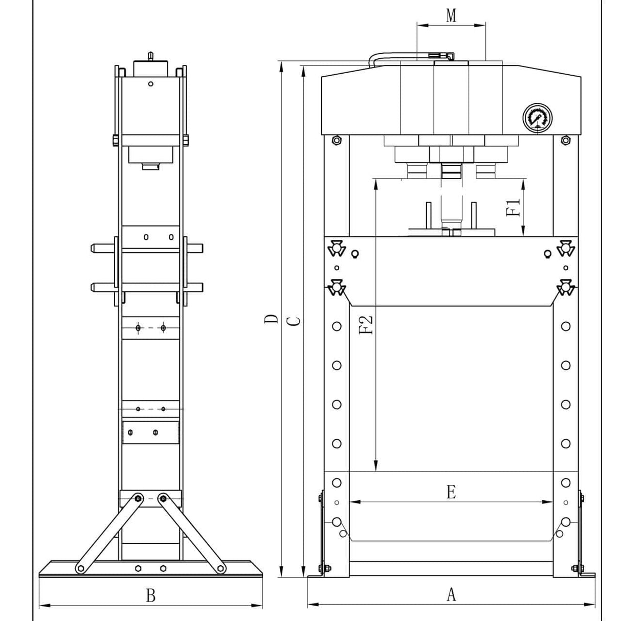 Bernardo PWK 75 F – 75 ton Pneumatic Workshop Press