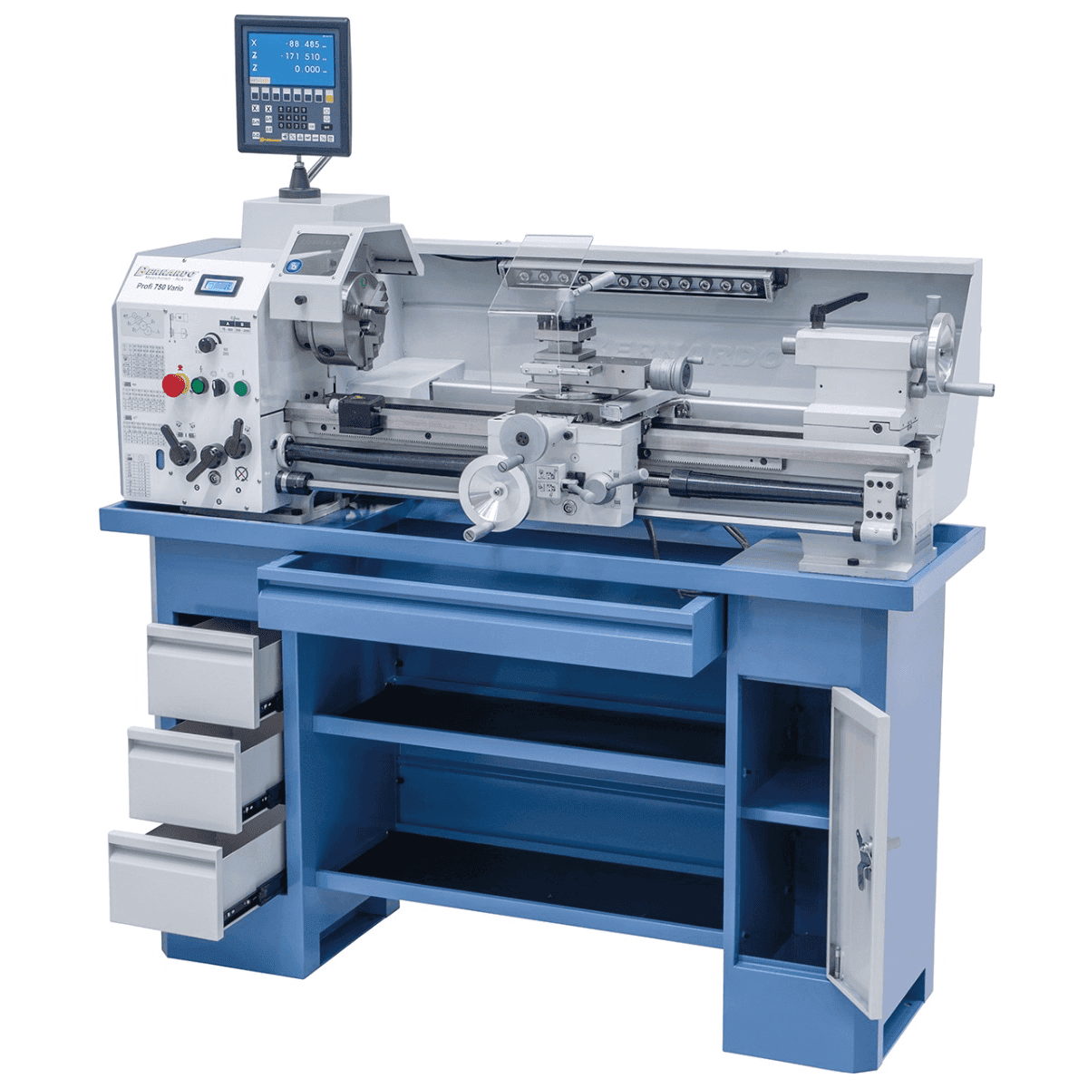 Metal Lathe Bernardo Profi 750 Vario / 230 V with 2-axis Digital Readout