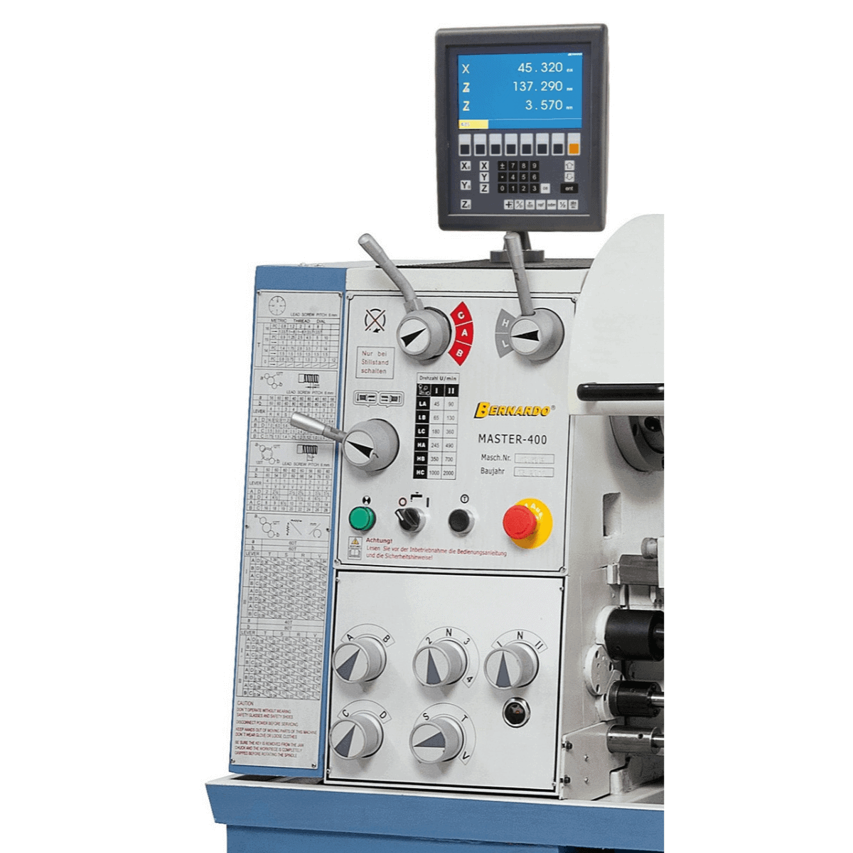 Bernardo Master 400 x 1000 Metal Lathe with 3-Axis DRO