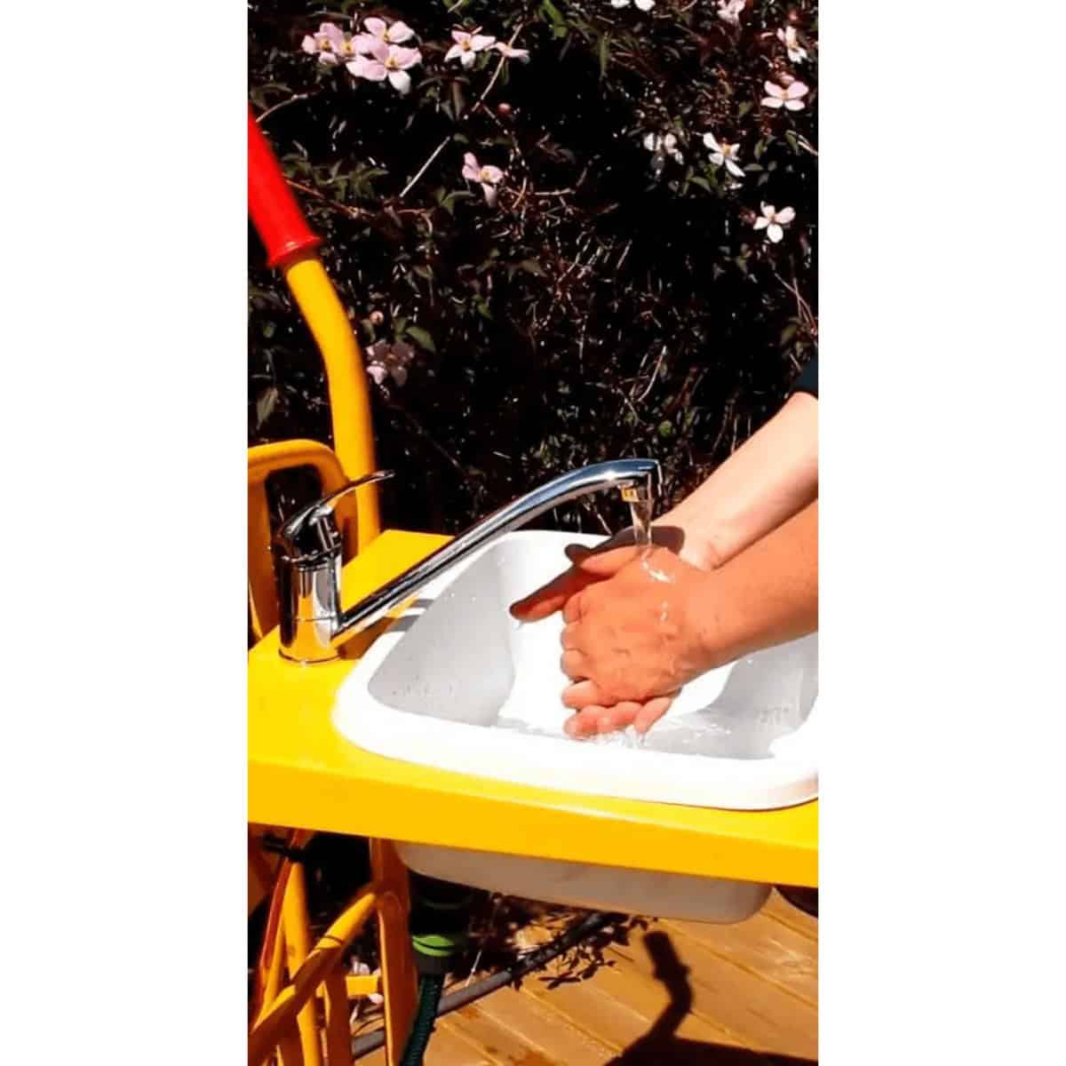 Ravendo CLM WS Multipurpose Cart - Mobile Wash Station with Sink + Faucet, 250 kg Capacity, Steel Frame, 5-Year Warranty