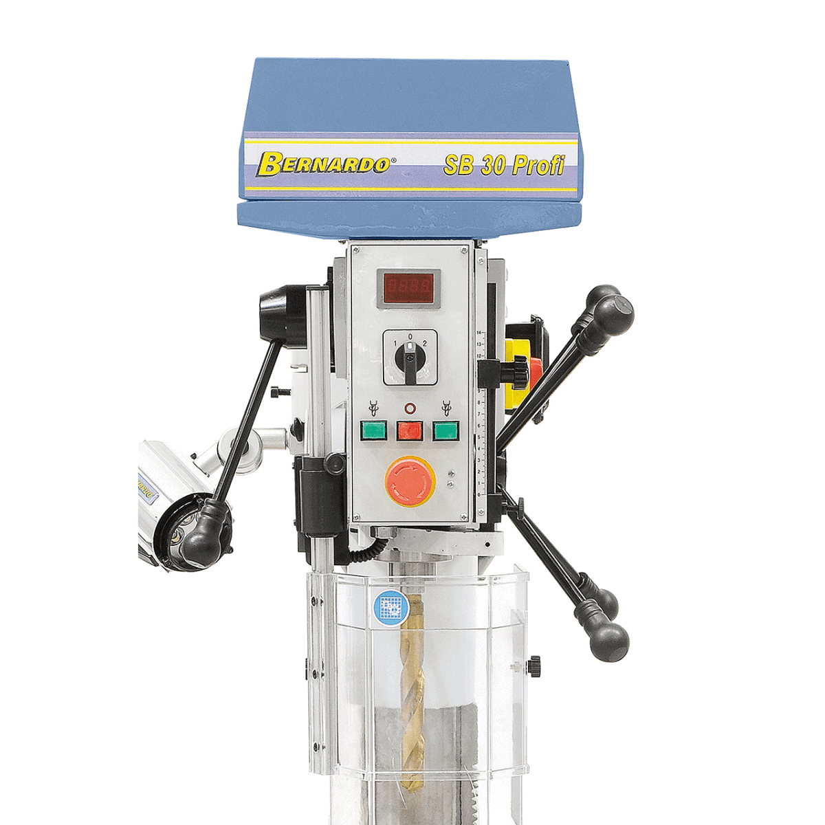 Bernardo Pillar Drill SB 30 Profi with 2-speed motor – drilling Ø 32 mm, MT 3 taper, continuous speed 105-1,725 rpm, R/L rotation, spindle stroke 120 mm, motor 0.55/0.85 kW 400V, weight 245 kg
