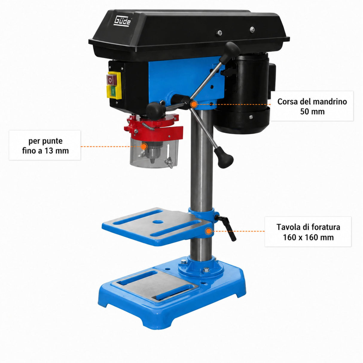 Güde GTB 13/355 Bench Drill Combo with Vise and HSS Drill Bits