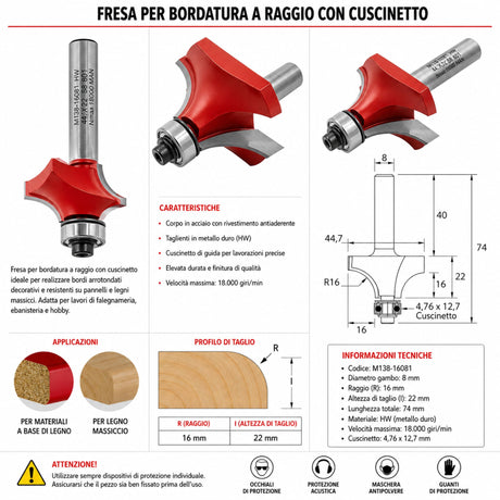 IGM M138 Roundover Router Bit for Edges