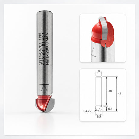 IGM M114 Round Nose Router Bit for Concave Grooves
