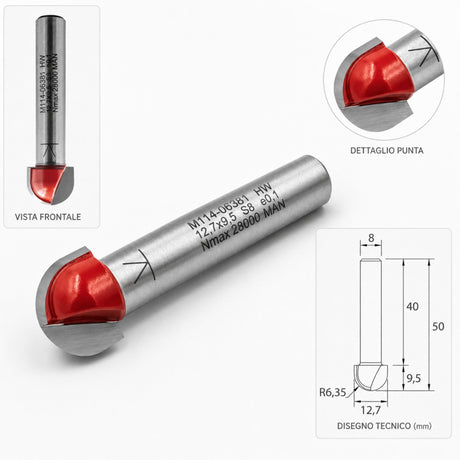 IGM M114 Round Nose Router Bit for Concave Grooves