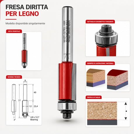 IGM M107 End Mill Router Bit for Flush Trimming with Downcut Spiral Cut