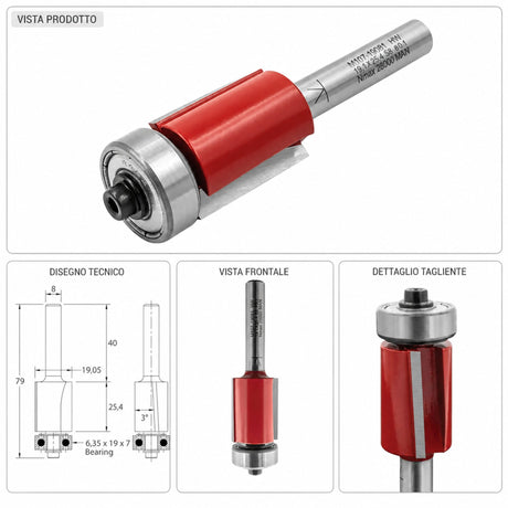 IGM M107 End Mill Router Bit for Flush Trimming with Downcut Spiral Cut