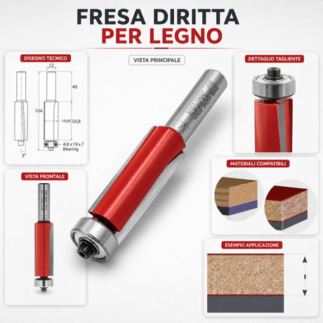 IGM M107 End Mill Router Bit for Flush Trimming with Downcut Spiral Cut