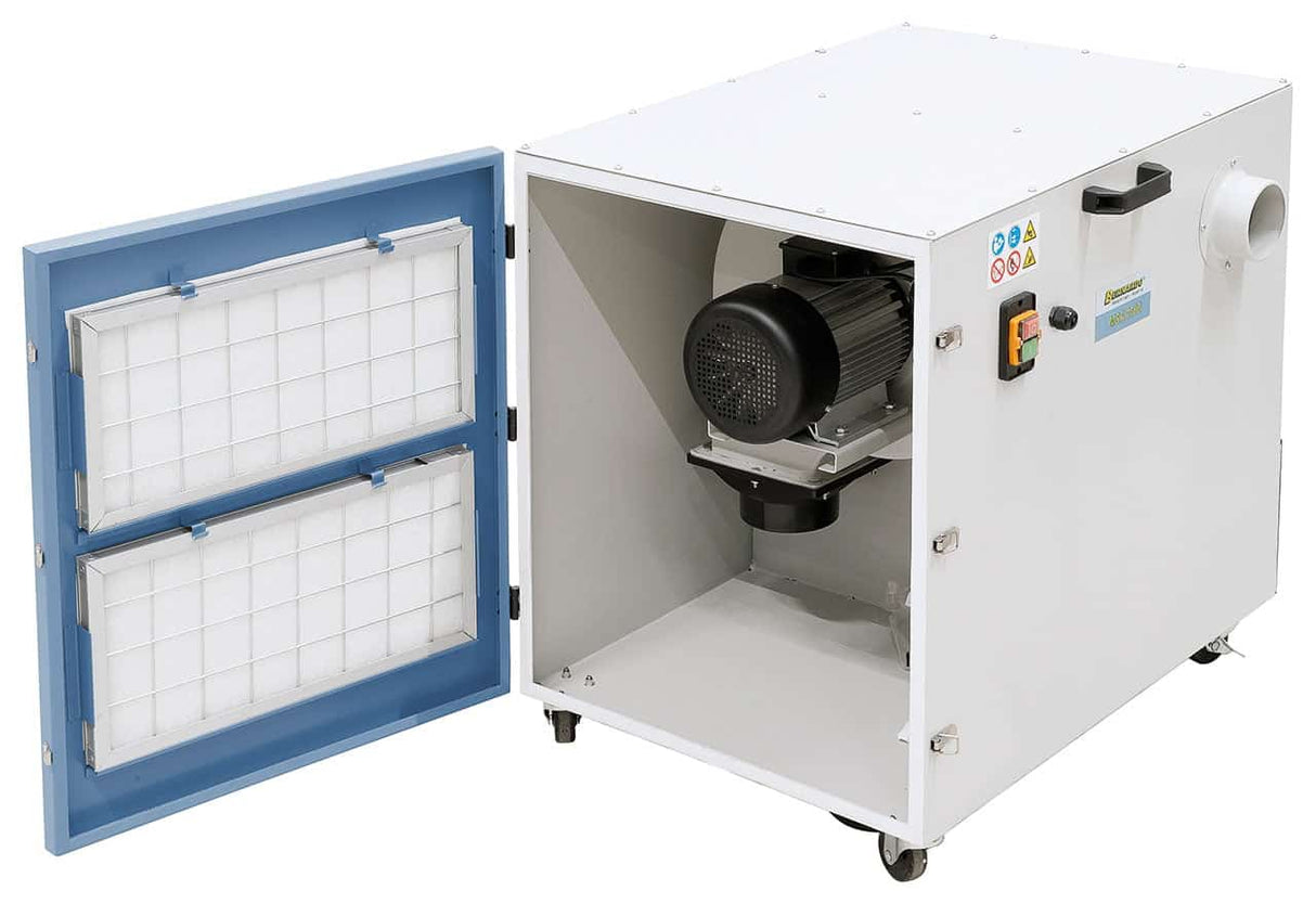 Bernardo MSA 1500 dust collector - capacity 1,500 m³/h, twin port Ø 100 mm, 1.5 kW 400V motor