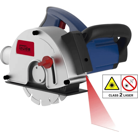 Scanalatrice Guede MD 1700 da 1700 W con doppio disco diamantato Ø150 mm, laser guida e aspirazione integrata per tagli precisi e puliti su muro.