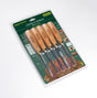 Set di 5 sgorbie da intaglio Carving by Numbers in acciaio cromo-vanadio, ideale per imparare l’intaglio del legno passo dopo passo.