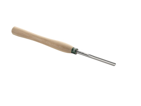 Sgorbia 12 mm Record Power ProComfort in HSS con impugnatura ergonomica, ideale per realizzare perline, gole e profili curvi in tornitura del legno.