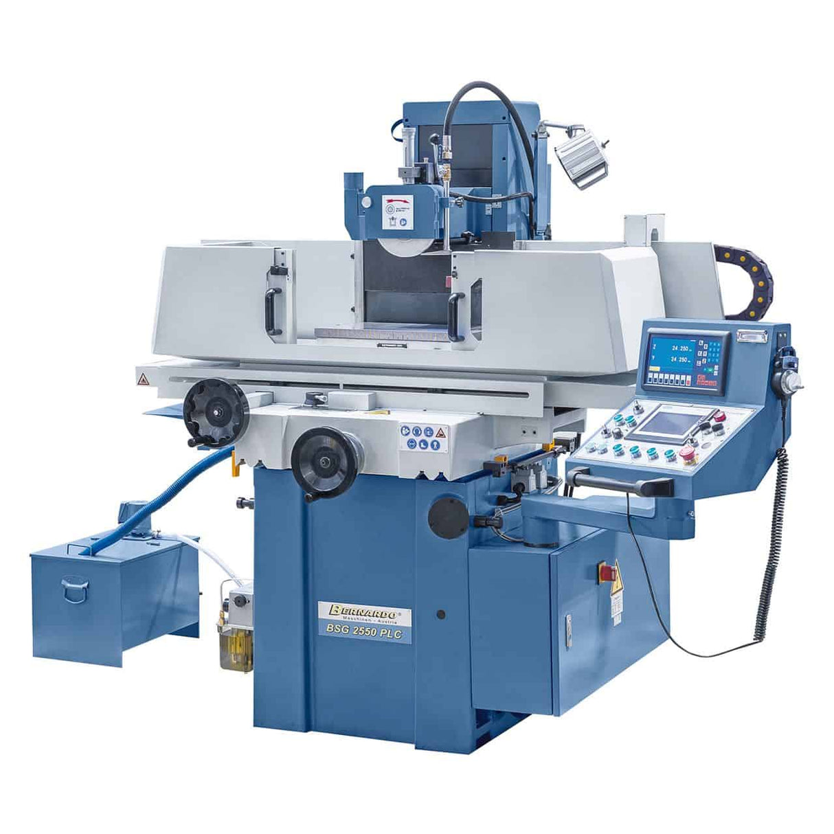 Bernardo BSG 2550 PLC con tavola 250 x 510 mm, piastra magnetica 250 x 500 mm, controllo Siemens PLC touch e avanzamento servoassistito.