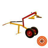 Carrello TLT 125 in acciaio con pinza di presa e ruote pneumatiche, progettato per facilitare il trasporto e la posa di piastrelle con sistema idraulico integrato.
