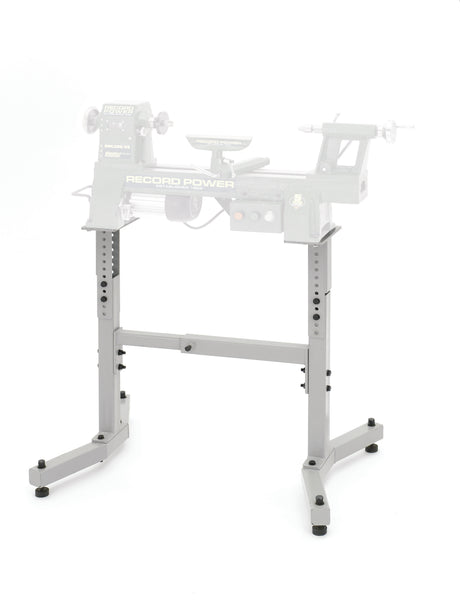 Supporto regolabile in altezza DML305/A per torni Record Power DML, ideale per migliorare stabilità ed ergonomia.