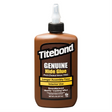 Flacone da 237 ml di Titebond Genuine Hide Glue, adesivo proteico animale liquido pronto all’uso per incollaggi su legno, restauro conservativo, liuteria, impiallacciatura e riparazioni artigianali.