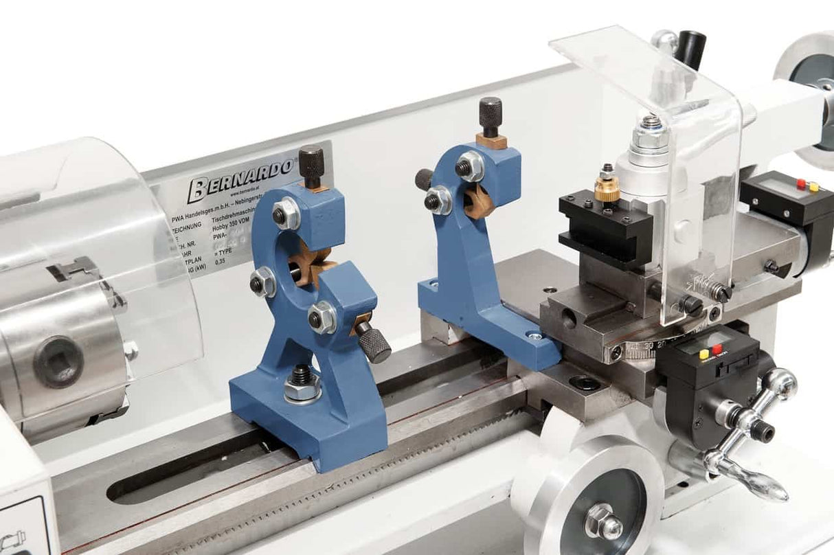 Metal Lathe Bernardo Hobby 350 VDM – center distance 350 mm, digital display for speed + compound rest, automatic feeds, 0.35 kW motor, 230V single-phase, weight 44 kg
