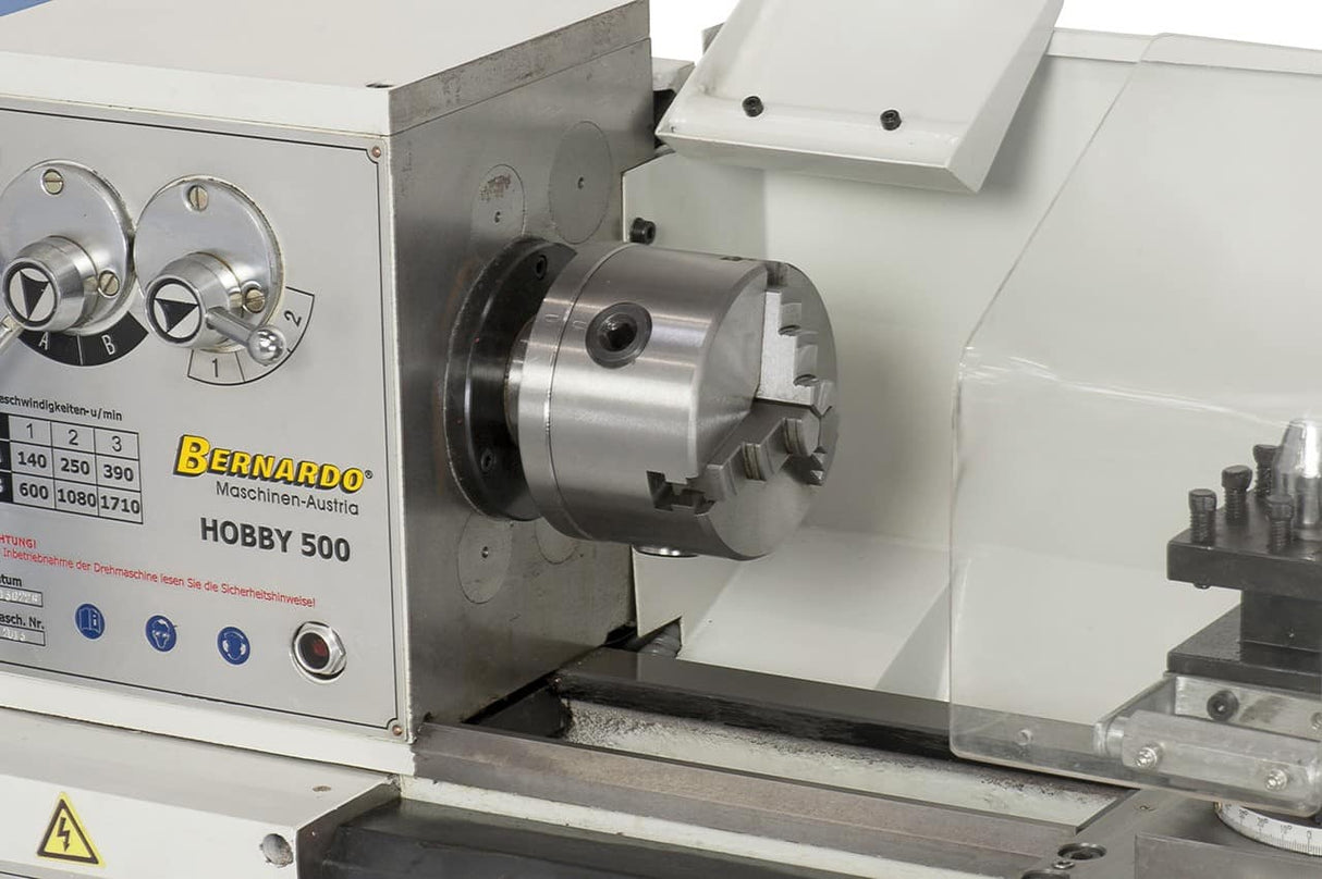 Bernardo Hobby 500 Metal Lathe (230V) – 500 mm distance between centers, automatic feeds, 0.55 kW motor, 230V single-phase, 130 kg weight