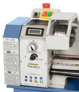 Metal Lathe Bernardo Profi 400 G – 400 mm distance between centers, 210 mm swing over bed, 21 mm spindle bore MK 3 taper, 0.6 kW 230V single-phase motor, digital speed display, 60 kg weight
