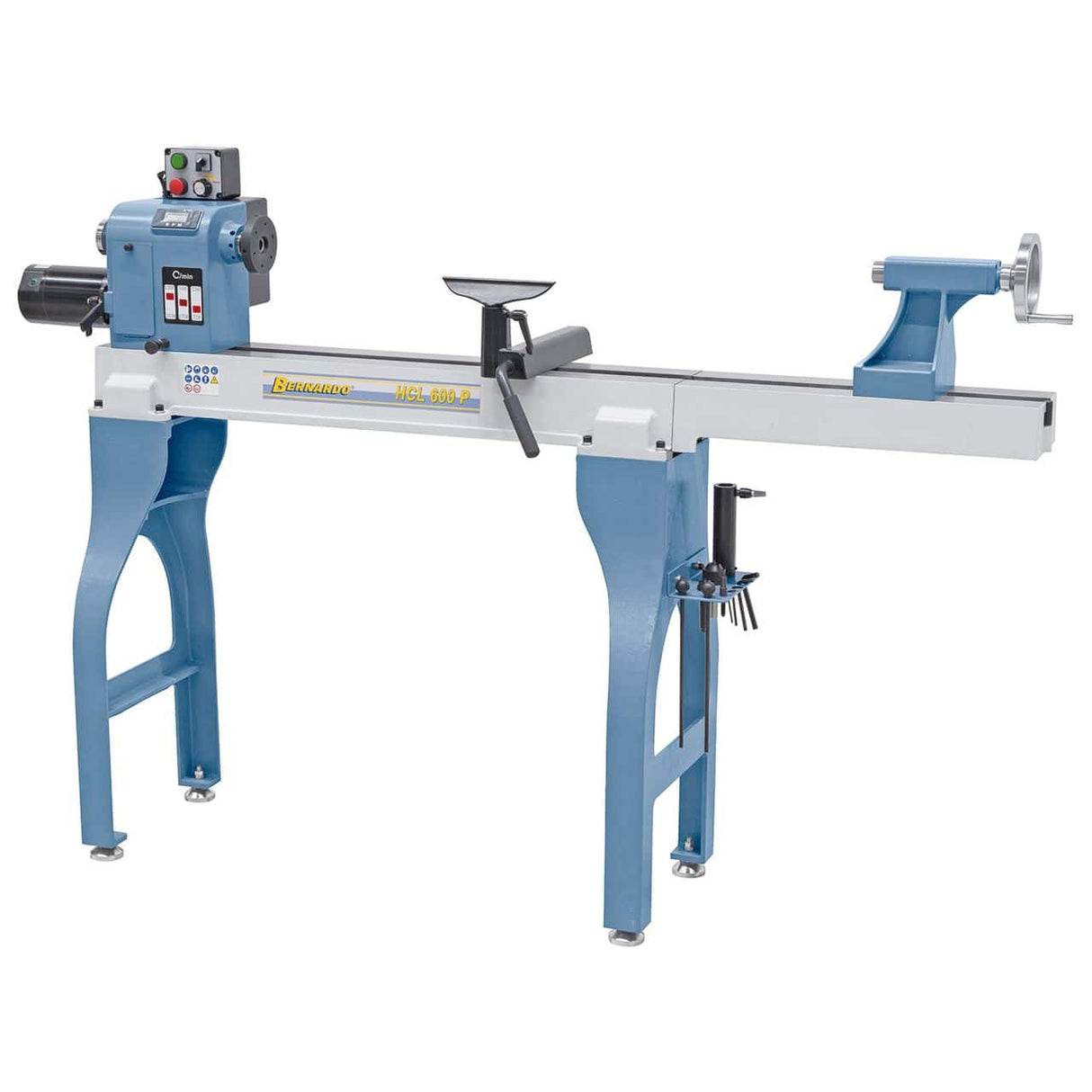 Bernardo HCL 600 P wood lathe - 600 mm distance between centers (up to 1180 mm with extension), 370 mm swing over bed, M33 × 3.5 spindle, 0.75 kW 230V single-phase motor, LED display, 125 kg weight