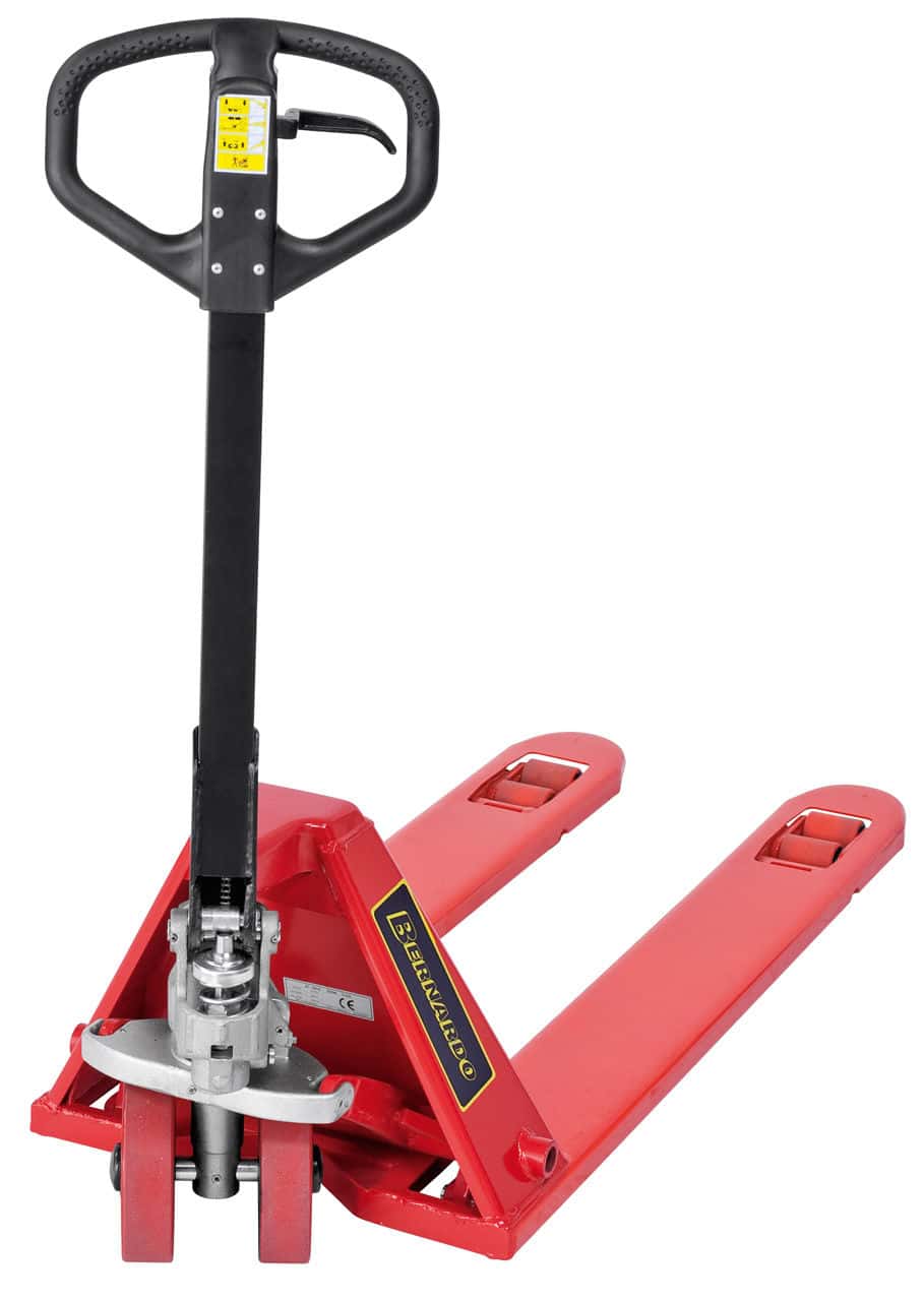 Bernardo PHW 1.0 LOW-35 manual pallet truck with low forks – capacity 1000 kg, minimum fork height 35 mm for low-profile pallets, max lift 90 mm, weight 64 kg