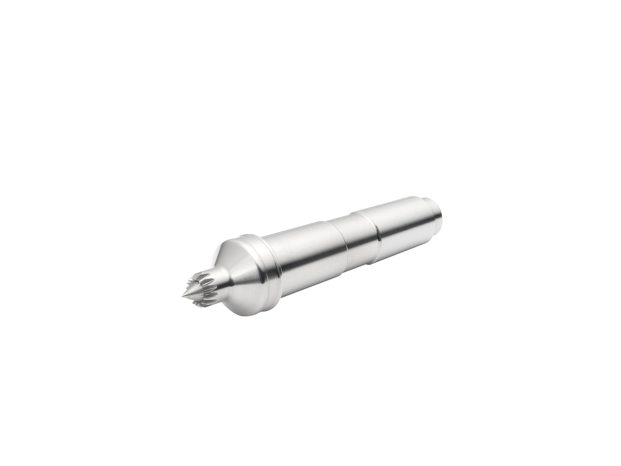 Trascinatore Coronet Hawk multi-dente da 10 mm con punta elastica e cono Morse MT2, ideale per tornitura di precisione e lavori delicati su legno.