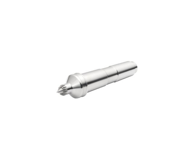 Trascinatore Coronet Hawk multi-dente da 10 mm con punta elastica e cono Morse MT2, ideale per tornitura di precisione e lavori delicati su legno.