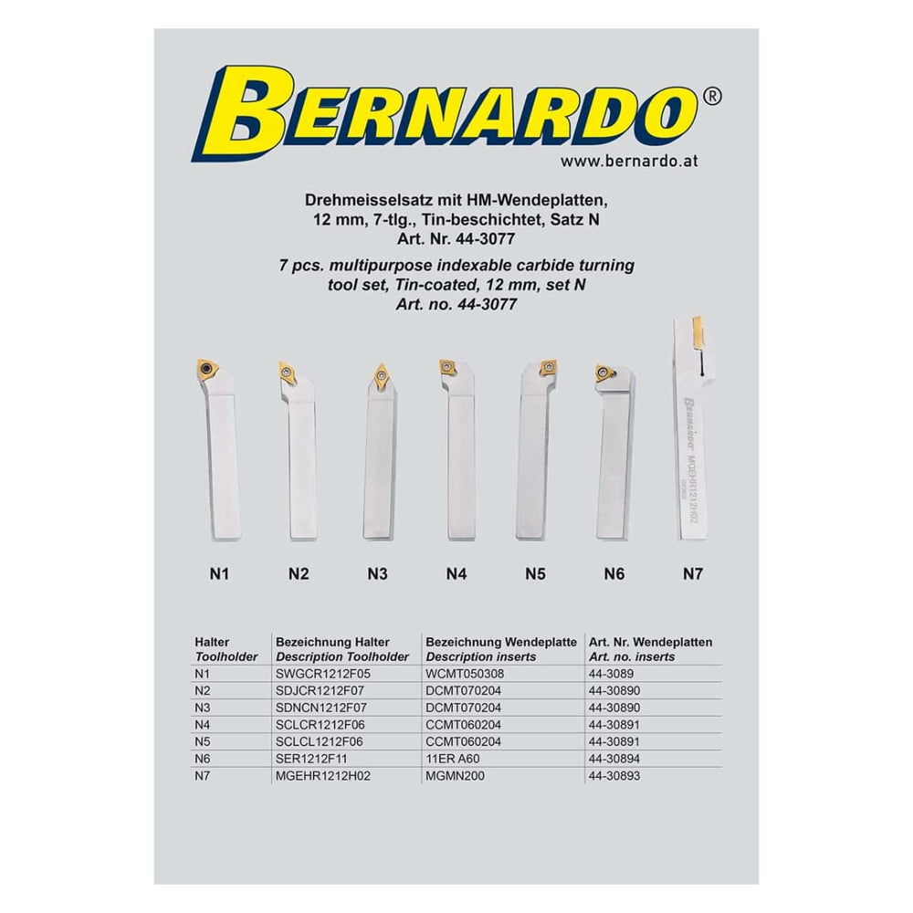 Bernardo Lathe Cutting Tool with Tin Coating, 12 mm, N Kit