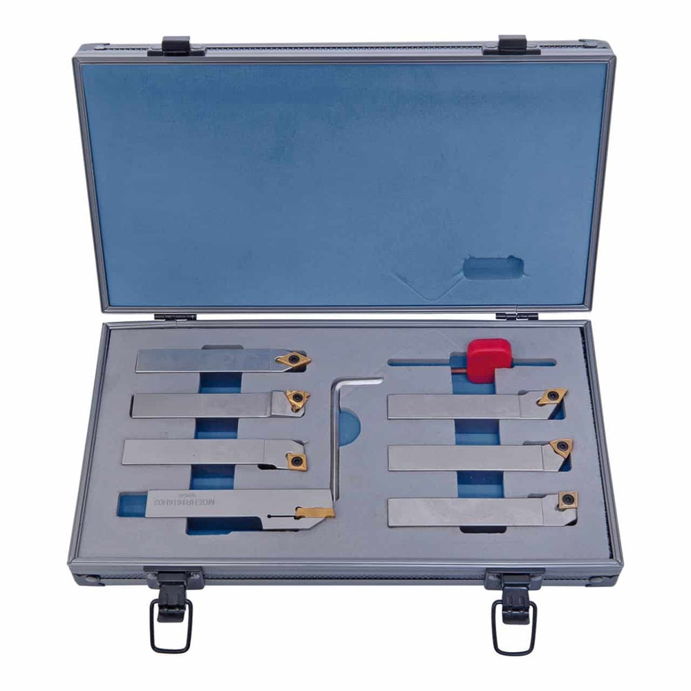 Bernardo Cutting Tool Set 7 Lathe Tools TiN 16 mm with Carbide Inserts - Kit O 44-3078