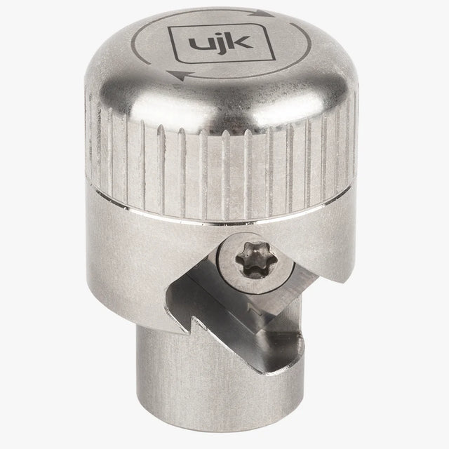Fresa per smusso fori da 20 mm sistema Parf UJK in acciaio inossidabile con testina zigrinata per presa manuale, fresa in carburo di tungsteno con vite di fissaggio Torx e attacco cilindrico da 10 mm