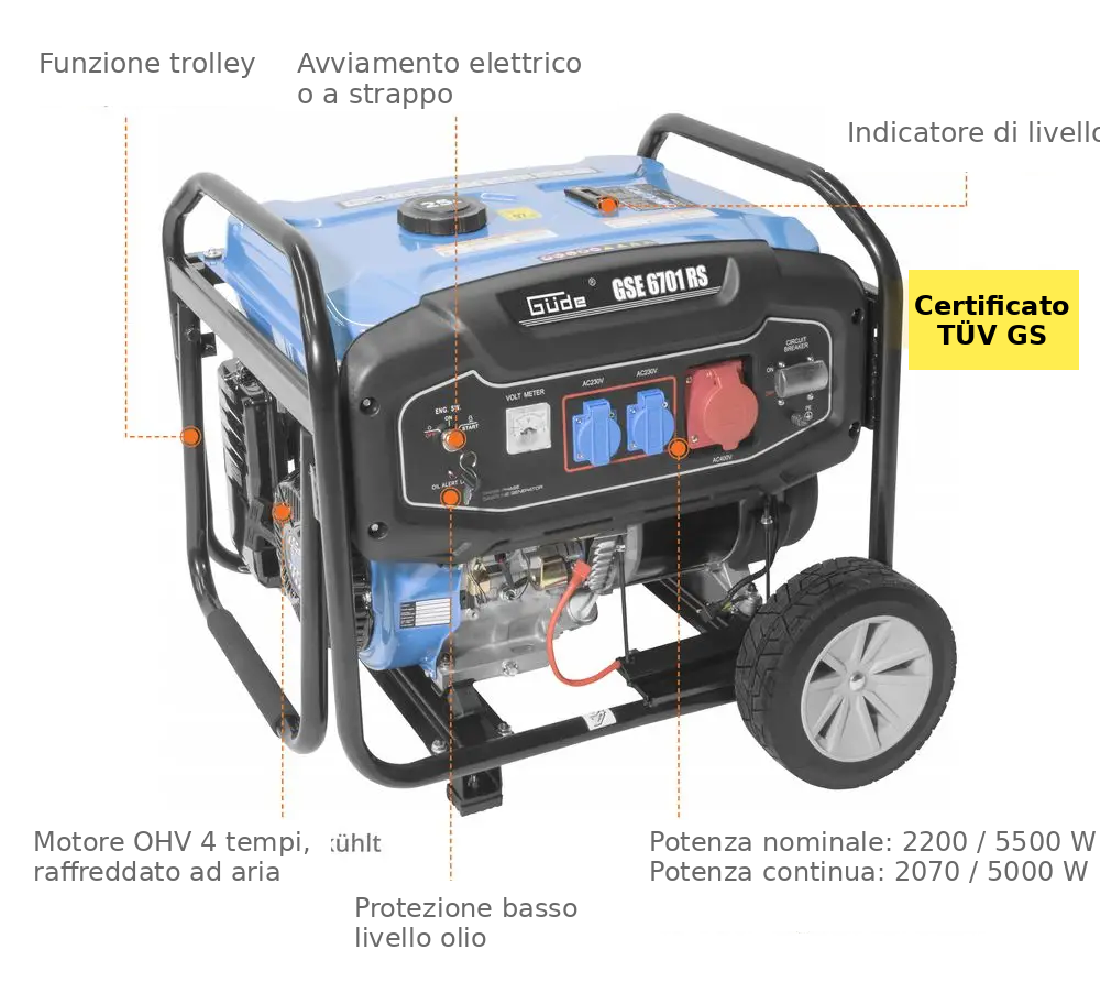 Petrol generator Güde GSE 6701 RS