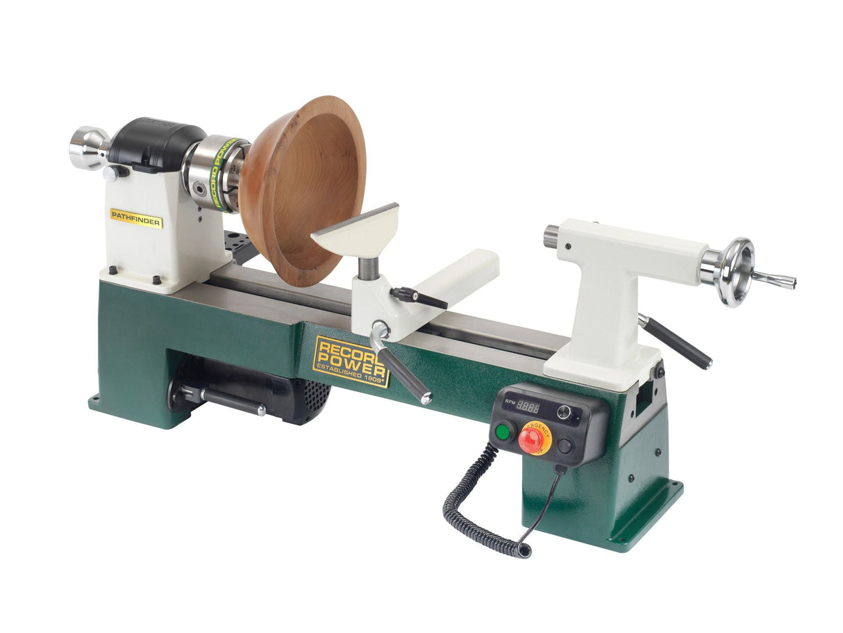 Record Power Pathfinder Combo – Bench Lathe with Chuck, Collets and Bed Extension