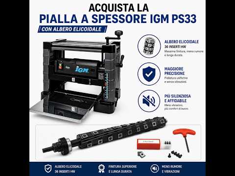Portable Thicknesser IGM PS33 – spiral cutterhead 36 HW inserts