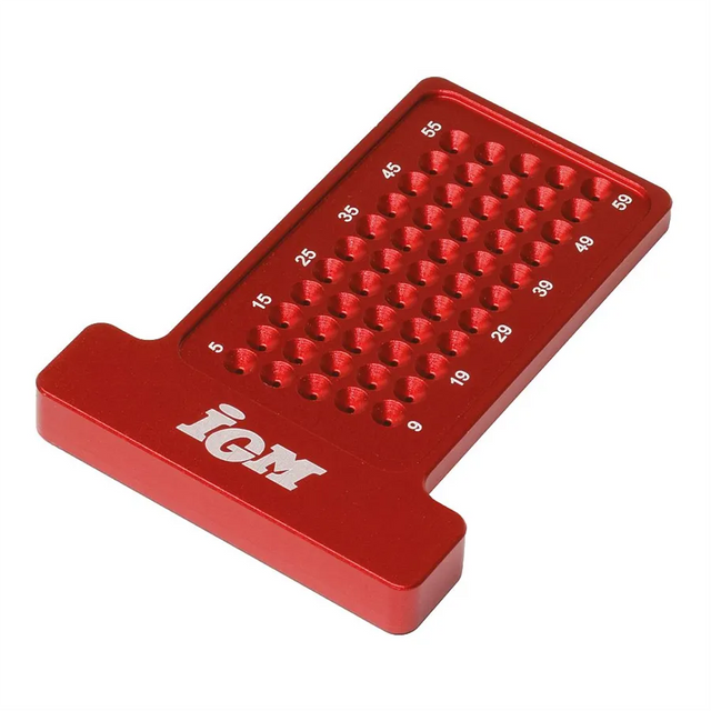 Riga di tracciatura tascabile IGM Hole Scriber 60 mm in duralumin con fori di marcatura ogni 1 mm, dimensioni 80×58×9 mm