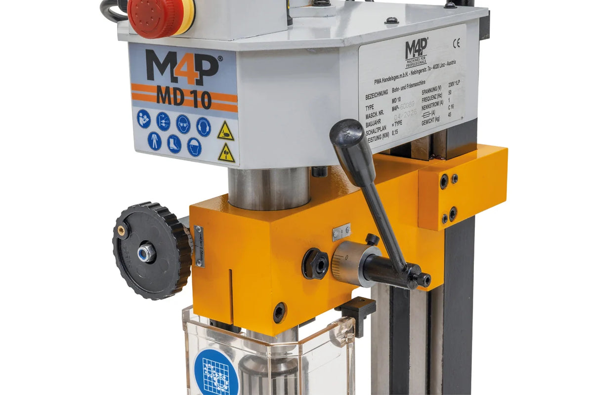 Testa della trapano-fresatrice M4P MD 10 / 230 V con leva di foratura e volantino di avanzamento