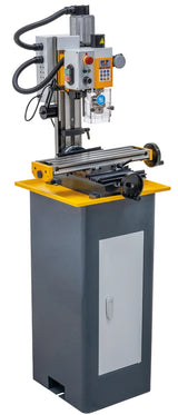 Trapano-fresatrice M4P MD 18 L Super / 230 V montata su basamento con vasca raccoglitrucioli (accessorio opzionale), vista laterale sinistra